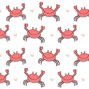 dancing crab // coral crab fabric cute summer nautical design best crustacean fabric