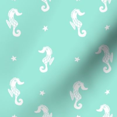 seahorse // bright min seahorses fabric nautical summer ocean nursery baby design