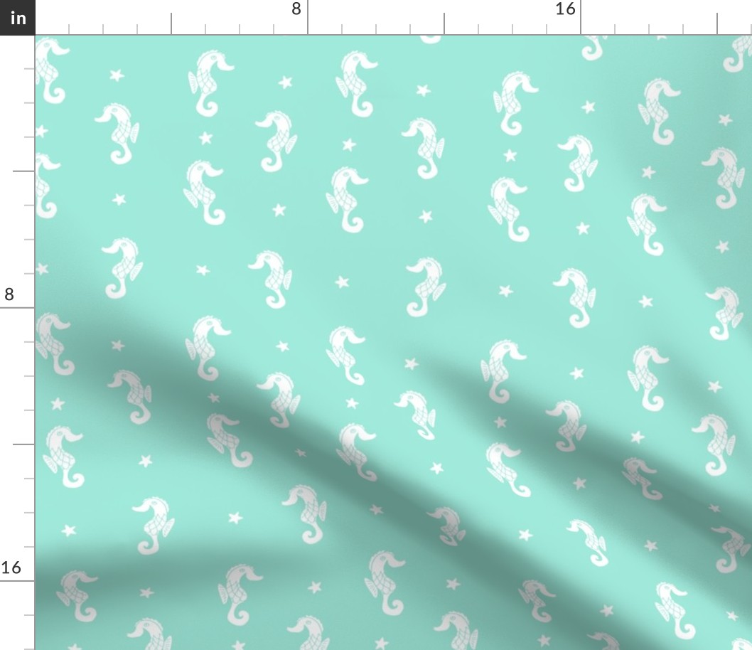 seahorse // bright min seahorses fabric nautical summer ocean nursery baby design