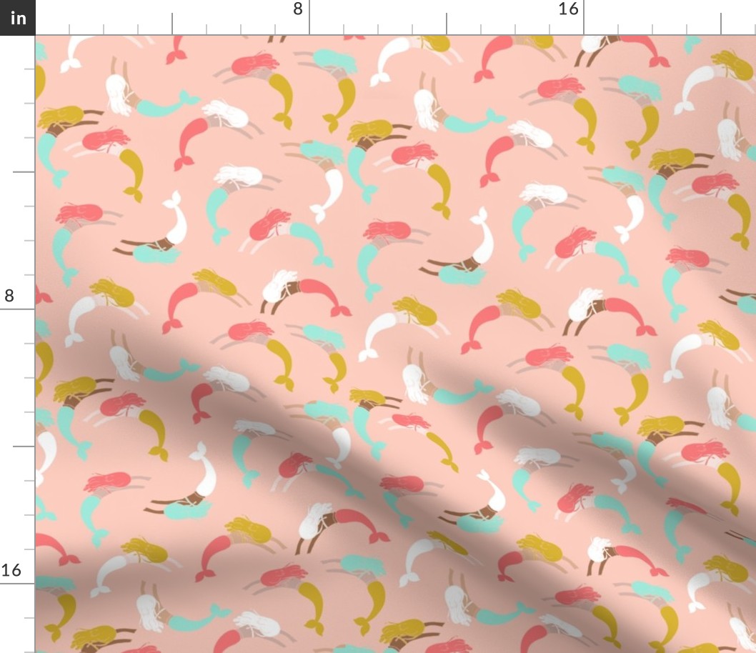 swimming mermaids // mermaid fabric girls summer nautical design andrea lauren fabric