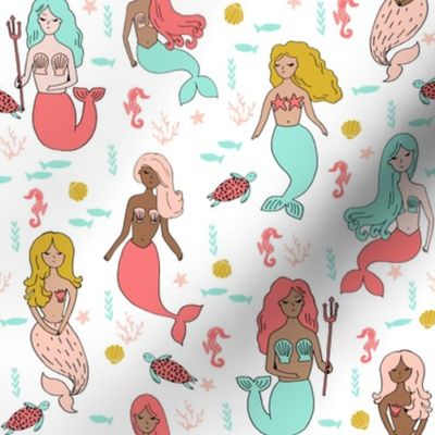 mermaids // mermaid fabric sea ocean summer design girls fabric