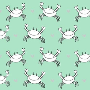 dancing crab // crabs nautical sea ocean animals mint fabric summer crabs fabric