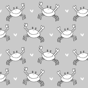 dancing crab // dancing crab nautical summer fabric grey crab design