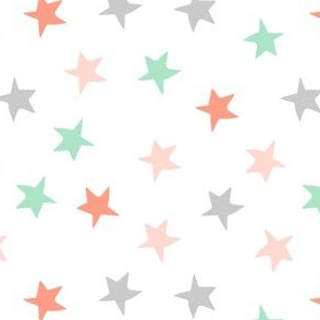 star fabric // starfish fabric grey coral and mint design summer nursery baby fabric