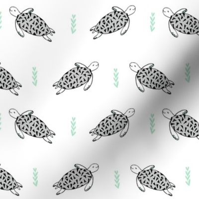 sea turtles // sea turtle fabric nursery baby grey and mint design 