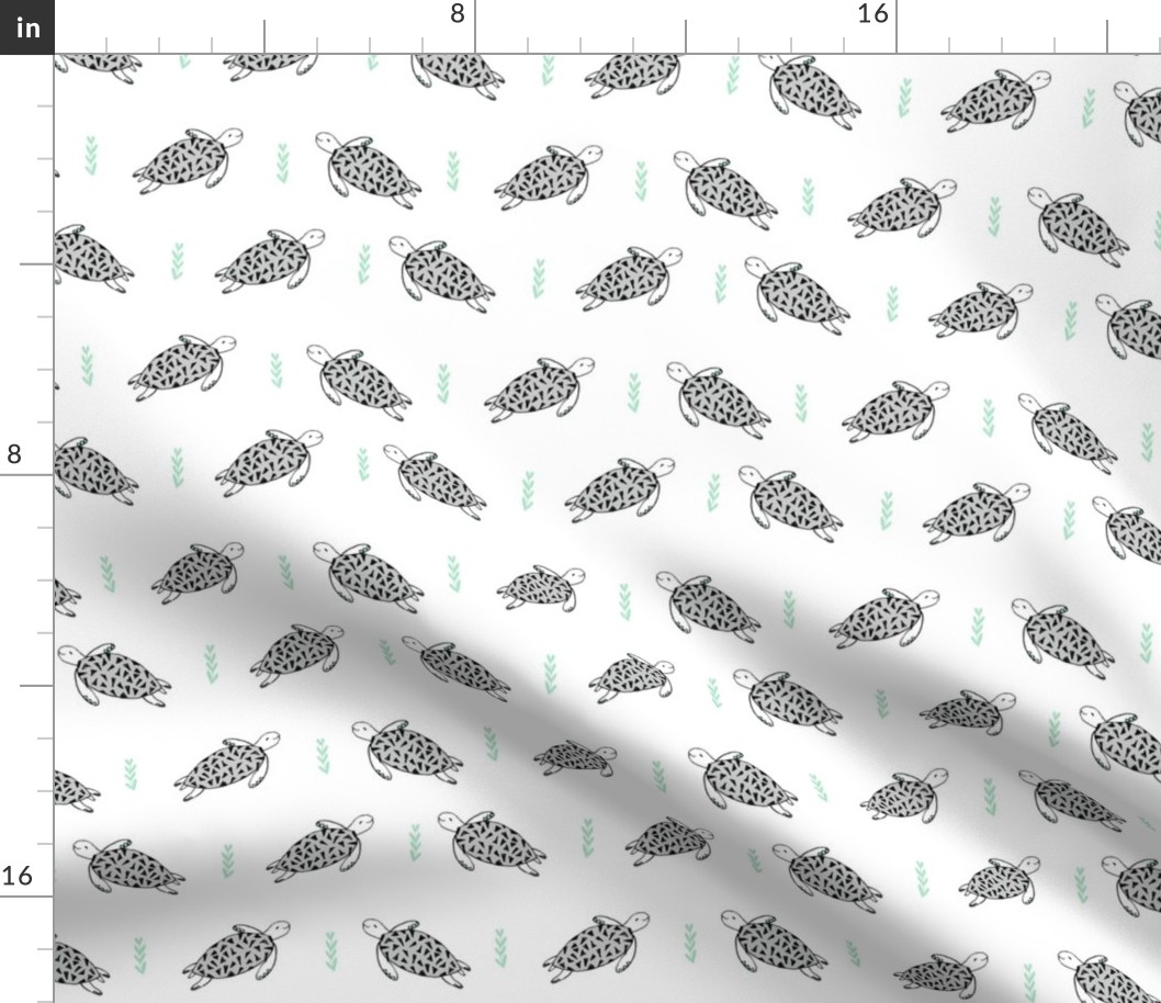 sea turtles // sea turtle fabric nursery baby grey and mint design 
