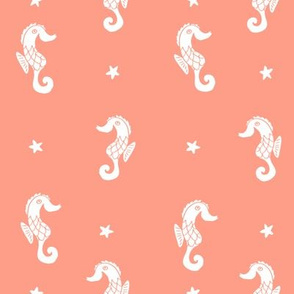 seahorses // seahorse fabric coral summer nautical ocean animals