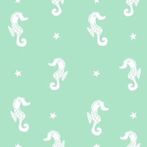 seahorse // seahorse mint fabric nautical baby design cute mint fabric