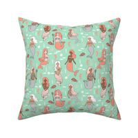 mermaid // mermaids fabric mint and coral design summer nautical fabric andrea lauren design