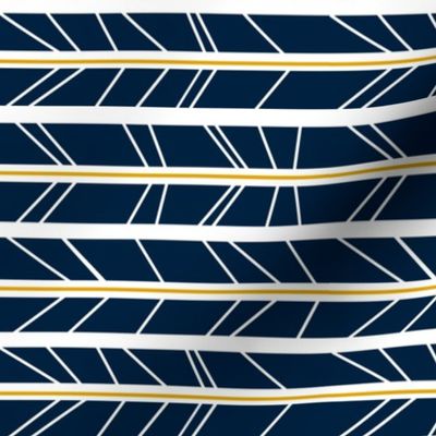 navy mustard tree branch herringbone - Rotated