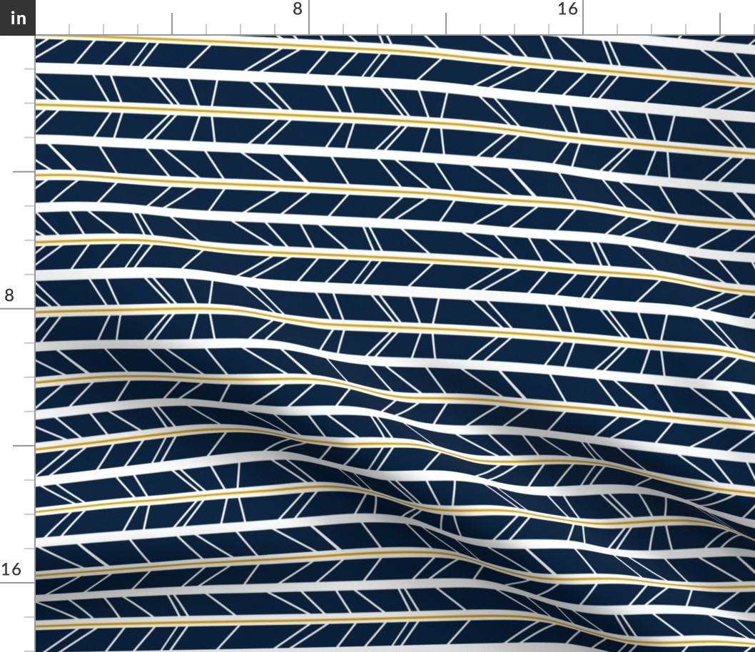 navy mustard tree branch herringbone - Rotated