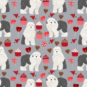 old english sheepdog, dog grey dog fabric valentines love valentines day fabric