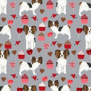 papillon, dog grey dog fabric valentines love valentines day fabric