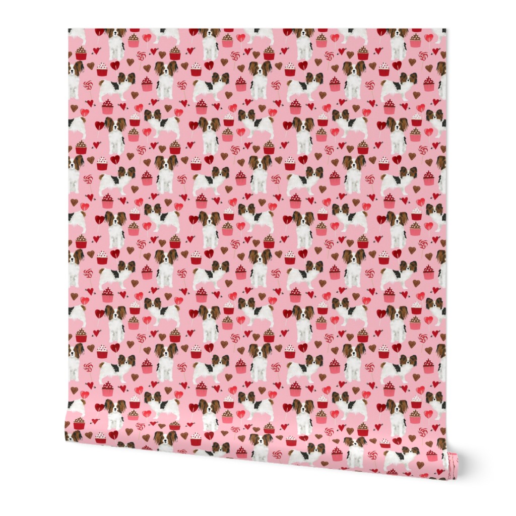 papillon, dog pink dog fabric valentines love valentines day fabric