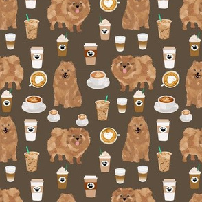 pomeranian dog fabric coffee cute dog design, pom dog, coffee fabric