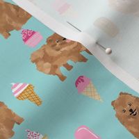 pomeranian dog fabric, cute dog design, pom dog, ice cream summer design