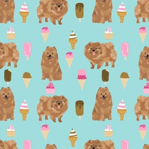 pomeranian dog fabric, cute dog design, pom dog, ice cream summer design