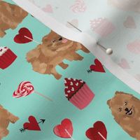 pomeranian dog aqua dog fabric valentines love valentines day fabric