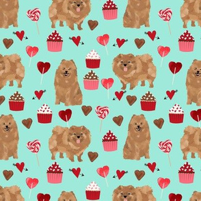 pomeranian dog aqua dog fabric valentines love valentines day fabric