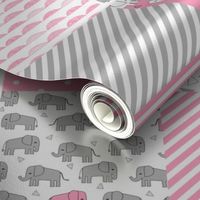 elephant quilt // pink and grey elephants fabric pink and grey nursery baby fabric