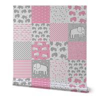 elephant quilt // pink and grey elephants fabric pink and grey nursery baby fabric