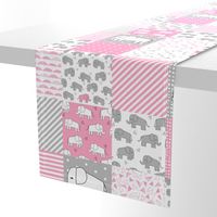 elephant quilt // pink and grey elephants fabric pink and grey nursery baby fabric