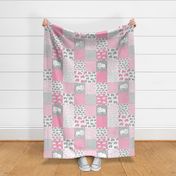 elephant quilt // pink and grey elephants fabric pink and grey nursery baby fabric