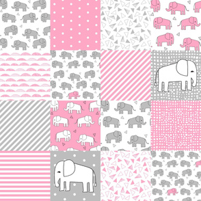 elephant quilt // pink and grey elephants fabric pink and grey nursery baby fabric