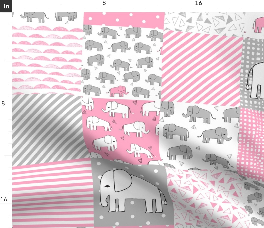 elephant quilt // pink and grey elephants fabric pink and grey nursery baby fabric