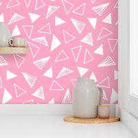 triangles // pink triangles fabric pink triangles design 