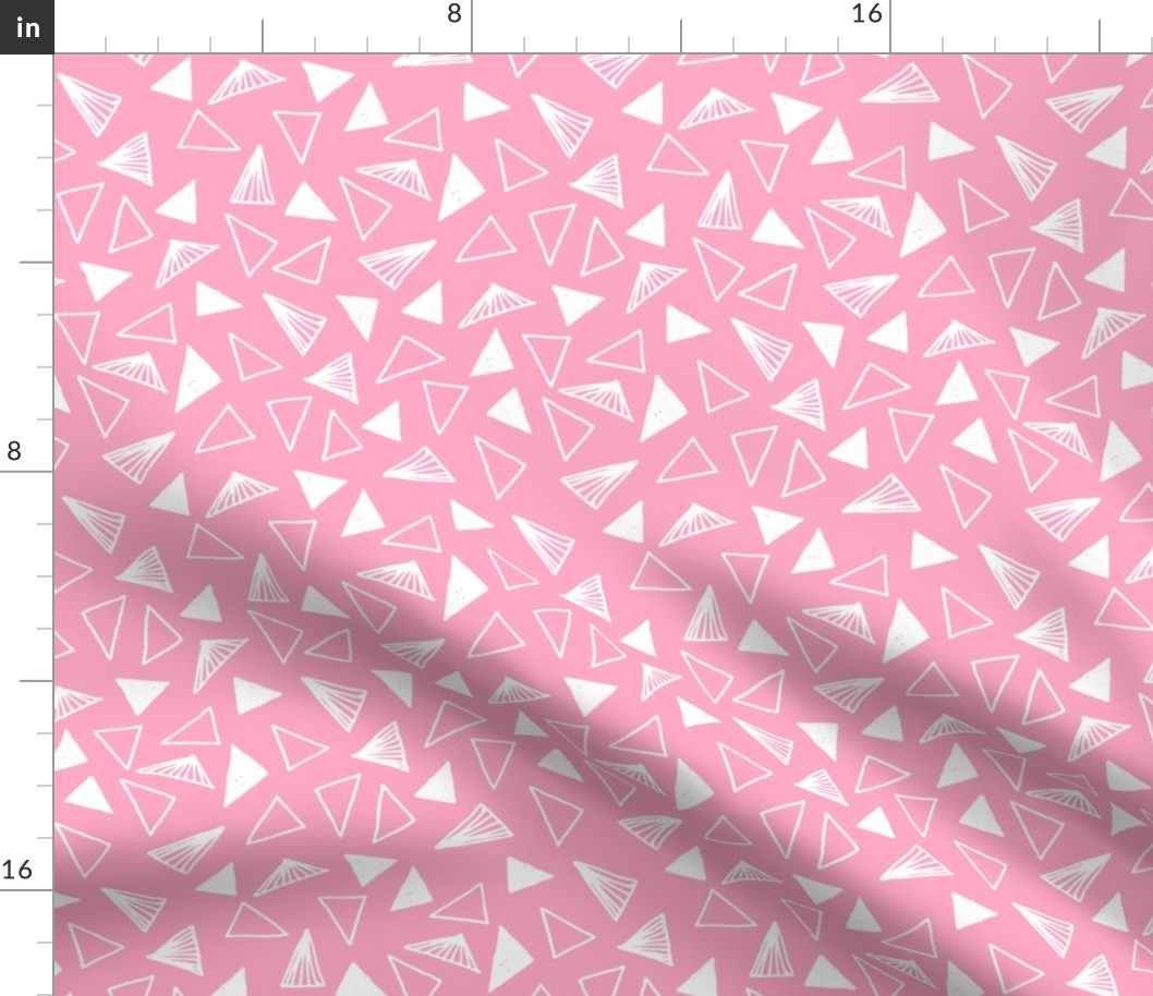 triangles // pink triangles fabric pink triangles design 