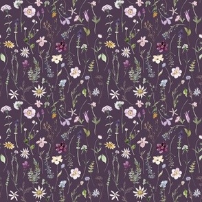 Small / Summer Wildflower Floral / Plum