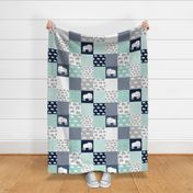 elephants // navy and mint elephant fabric nursery wholecloth quilt squares crib sheet nursery baby