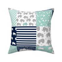 elephants // navy and mint elephant fabric nursery wholecloth quilt squares crib sheet nursery baby