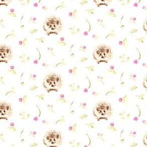 17-15N Watercolor Hedgehog Pink Floral SMALL || Flower Cute Baby Brown Woodland Forest Animal Olive Green Tan _Miss Chiff Designs