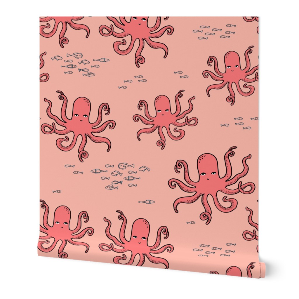 octopus // coral octopi fabric ocean animals baby nursery oceans fabric