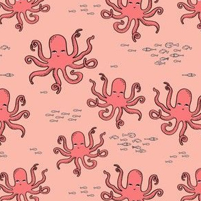 octopus // coral octopi fabric ocean animals baby nursery oceans fabric