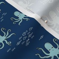 octopus // blue octopi fabric ocean animals baby nursery oceans fabric