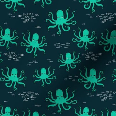 octopus // bright green octopi fabric ocean animals baby nursery oceans fabric
