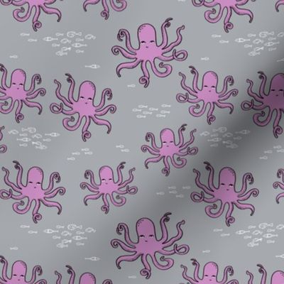 octopus // purple and grey octopi fabric ocean animals baby nursery oceans fabric