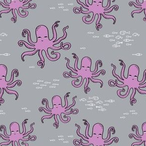 octopus // purple and grey octopi fabric ocean animals baby nursery oceans fabric