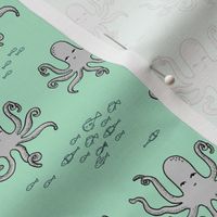 octopus // mint and grey octopi fabric ocean animals baby nursery oceans fabric