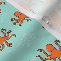 octopus // orange octopi fabric ocean animals baby nursery oceans fabric