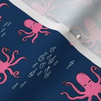 octopus //navy and pink octopi fabric ocean animals baby nursery oceans fabric