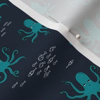 octopus // navy and turquoise octopi fabric ocean animals baby nursery oceans fabric