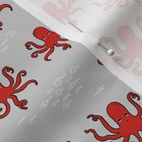 octopus // red and grey octopi fabric ocean animals baby nursery oceans fabric