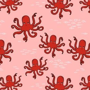 octopus // red and pink octopi fabric ocean animals baby nursery oceans fabric