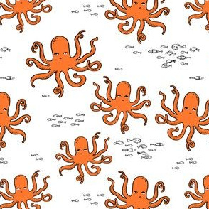 octopus // orange octopi fabric ocean animals baby nursery oceans fabric