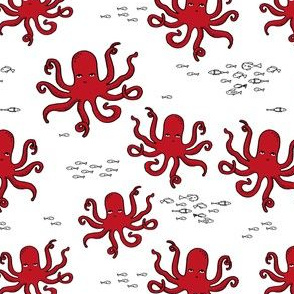 octopus // red octopi fabric ocean animals baby nursery oceans fabric