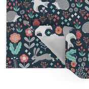 spring animals fabric // woodland animals forest birds fox rabbit cute spring florals